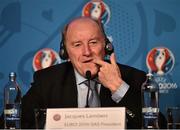 11 December 2015; Jacques Lambert, President of Euro 2016 SAS, during a UEFA press conference. UEFA EURO 2016 Final Tournament Draw. Le Meridien Hotel, Paris, France. Picture credit: David Maher / SPORTSFILE