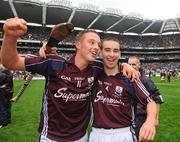 6 September 2009; Niall Burke, left, and Conor Burke, Galway, celebrate their side's victory. ESB GAA Hurling All-Ireland Minor Championship Final, Kilkenny v Galway, Croke Park, Dublin. Picture credit: Stephen McCarthy / SPORTSFILE