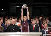 6 September 2009; Galway captain Richie Cummins lifts the Irish Press Cup. ESB GAA Hurling All-Ireland Minor Championship Final, Kilkenny v Galway, Croke Park, Dublin. Picture credit: Oliver McVeigh / SPORTSFILE