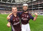 6 September 2009; Johnny Coen and Daithi Burke, Galway, celebrate after the final whistle. ESB GAA Hurling All-Ireland Minor Championship Final, Kilkenny v Galway, Croke Park, Dublin. Picture credit: Oliver McVeigh / SPORTSFILE