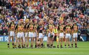 6 September 2009; The Kilkenny team stand for the National Anthem before the game. GAA Hurling All-Ireland Senior Championship Final, Kilkenny v Tipperary, Croke Park, Dublin. Picture credit: Brendan Moran / SPORTSFILE