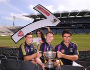 7 September 2009; Pictured is model Georgia Salpa with Kilmacud Crokes footballers Cian O'Sullivan, right, Kevin Nolan and Ross O'Carroll, left, at the launch of the oneills.com Kilmacud Crokes All-Ireland football sevens tournament in Croke Park today. The renowned event attracts top club sides from around the country and will take place on 19 September. Croke Park, Dublin. Photo by Sportsfile