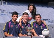 7 September 2009; Pictured is model Georgia Salpa with Kilmacud Crokes footballers Cian O'Sullivan, left, Kevin Nolan and Ross O'Carroll, right, at the launch of the oneills.com Kilmacud Crokes All-Ireland football sevens tournament in Croke Park today. The renowned event attracts top club sides from around the country and will take place on 19 September. Croke Park, Dublin. Photo by Sportsfile