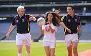 7 September 2009; Pictured is model Georgia Salpa with Dublin and Kilmacud Crokes footballer Mark Vaughan and Kilmacud Crokes footballer Ross O'Carroll, right, at the launch of the oneills.com Kilmacud Crokes All-Ireland football sevens tournament in Croke Park today. The renowned event attracts top club sides from around the country and will take place on 19 September. Croke Park, Dublin. Photo by Sportsfile