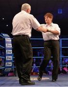 11 December 2015; Officials Anna Moore and Philip Rooney practice their Irish dancing in the ring before the IABA Elite Boxing Championship Finals, National Stadium, Dubllin. Picture credit: Piaras Ó Mídheach / SPORTSFILE