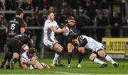 11 December 2015; Vincent Clerc, Toulouse, is tackled by Stuart McCloskey, left, and Louis Ludik, Ulster. European Rugby Champions Cup, Pool 1, Round 3, Ulster v Toulouse. Kingspan Stadium, Ravenhill Park, Belfast. Photo by Sportsfile