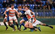 11 December 2015; Cathal Marsh, Leinster A, is tackled by Carwyn Jones and Harrison Orr, 6, Ealing Trailfinders. British & Irish Cup, Pool 1, Leinster A v Ealing Trailfinders. Donnybrook Stadium, Donnybrook, Dublin. Picture credit: Stephen McCarthy / SPORTSFILE