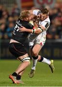 11 December 2015; Gillian Galan, Toulouse, is tackled by Stuart McCloskey, Ulster. European Rugby Champions Cup, Pool 1, Round 3, Ulster v Toulouse. Kingspan Stadium, Ravenhill Park, Belfast. Photo by Sportsfile