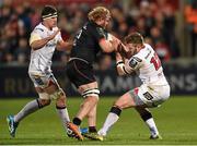 11 December 2015; Gillian Galan, Toulouse, is tackled by Robbie Diack, left, and Stuart McCloskey, Ulster. European Rugby Champions Cup, Pool 1, Round 3, Ulster v Toulouse. Kingspan Stadium, Ravenhill Park, Belfast. Photo by Sportsfile