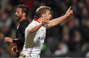 11 December 2015; Andrew Trimble, Ulster, celebrates after scoring his side's 2nd try. European Rugby Champions Cup, Pool 1, Round 3, Ulster v Toulouse. Kingspan Stadium, Ravenhill Park, Belfast. Photo by Sportsfile