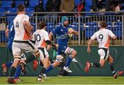 11 December 2015; Tadhg Beirne, Leinster A, on his way to scoring his side's second try. British & Irish Cup, Pool 1, Leinster A v Ealing Trailfinders. Donnybrook Stadium, Donnybrook, Dublin. Picture credit: Stephen McCarthy / SPORTSFILE