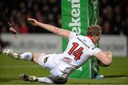 11 December 2015; Andrew Trimble, Ulster, scoring his sides second try. European Rugby Champions Cup, Pool 1, Round 3, Ulster v Toulouse. Kingspan Stadium, Ravenhill Park, Belfast. Picture credit: Oliver McVeigh / SPORTSFILE