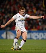 11 December 2015; Paddy Jackson, Ulster, scoring a conversion. European Rugby Champions Cup, Pool 1, Round 3, Ulster v Toulouse. Kingspan Stadium, Ravenhill Park, Belfast. Picture credit: Oliver McVeigh / SPORTSFILE