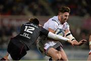 11 December 2015; Stuart McCloskey, Ulster, is tackled by Toby Flood, Toulouse. European Rugby Champions Cup, Pool 1, Round 3, Ulster v Toulouse. Kingspan Stadium, Ravenhill Park, Belfast. Picture credit: Oliver McVeigh / SPORTSFILE