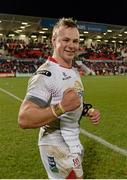 11 December 2015; Luke Marshall, Ulster, celebrates after the game. European Rugby Champions Cup, Pool 1, Round 3, Ulster v Toulouse. Kingspan Stadium, Ravenhill Park, Belfast. Picture credit: Oliver McVeigh / SPORTSFILE