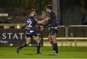 11 December 2015; Danie Poolman, Connacht, is congratulated by team-mate Shane O'Leary after scoring his side's try. European Rugby Challenge Cup, Pool 1, Round 2, Connacht v Newcastle Falcons. The Sportsground, Galway. Picture credit: Diarmuid Greene / SPORTSFILE