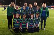 11 December 2015; The Seapoint RFC team with Ireland Women's International players Ciara Cooney and Cliodhna Moloney ahead of their Bank of Ireland's Half-Time Mini Games at Leinster A v Ealing Trailfinders, B&I Cup, Pool 1. Donnybrook Stadium, Donnybrook, Dublin. Picture credit: Stephen McCarthy / SPORTSFILE