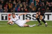 11 December 2015; Andrew Trimble, Ulster, goes over to score side's second try. European Rugby Champions Cup, Pool 1, Round 3, Ulster v Toulouse. Kingspan Stadium, Ravenhill Park, Belfast. Picture credit: John Dickson / SPORTSFILE