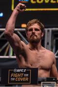 11 December 2015; Gunnar Nelson weighs in ahead of his welterweight bout against Demian Maia. UFC 194: Weigh-In, MGM Grand Garden Arena, Las Vegas, USA. Picture credit: Ramsey Cardy / SPORTSFILE