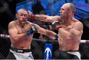 11 December 2015; Ryan LaFlare, right, in action against Mike Pierce during their welterweight bout. The Ultimate Fighter Finale: Team McGregor vs. Team Faber, The Chelsea at The Cosmopolitan, Las Vegas, USA. Picture credit: Ramsey Cardy / SPORTSFILE