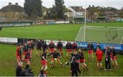 12 December 2015; A general view of the Tír Chonaill Gaels team warming up before the game. AIB GAA Football All-Ireland Senior Club Championship Quarter-Final, Tír Chonaill Gaels v Clonmel Commercials. Emerald GAA Grounds, Ruislip, London, England. Photo by Sportsfile