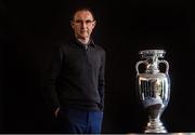 12 December 2015; Republic of Ireland manager Martin O'Neill, with the Henri Delaunay trophy, before the UEFA EURO Final Tournament Draw. Le Palais des Congrès de Paris, Paris, France.  Picture credit: David Maher / SPORTSFILE