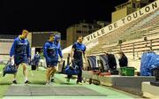 12 December 2015; Leinster's, from left, Tom Denton, Rob Kearney, Dominic Ryan, and Rhys Ruddock arrive for the captain's run ahead of their European Rugby Champions Cup,  Pool 5, Round 3, match against RC Toulon. Stade Felix Mayol, Toulon, France. Picture credit: Seb Daly / SPORTSFILE