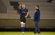 12 December 2015; Leinster's Jamie Heaslip, left, and Leinster scrum coach John Fogarty during the captain's run before their European Rugby Champions Cup,  Pool 5, Round 3, match against RC Toulon. Stade Felix Mayol, Toulon, France. Picture credit: Stephen McCarthy / SPORTSFILE