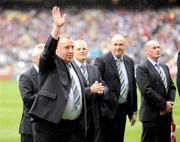 6 September 2009; Jim Troy waves to the crowd after being honoured as a member of the 1984 Offaly Jubilee team during the GAA Hurling All-Ireland Senior Championship Final 2009. Croke Park, Dublin. Picture credit: Brendan Moran / SPORTSFILE