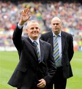6 September 2009; Paddy Corrigan waves to the crowd after being honoured as a member of the 1984 Offaly Jubilee team during the GAA Hurling All-Ireland Senior Championship Final 2009. Croke Park, Dublin. Picture credit: Brendan Moran / SPORTSFILE