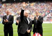 6 September 2009; John Hodgins waves to the crowd after being honoured as a member of the 1984 Cork Jubilee team during the GAA Hurling All-Ireland Senior Championship Final 2009. Croke Park, Dublin. Picture credit: Brendan Moran / SPORTSFILE