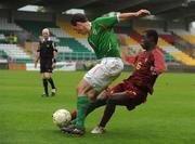 8 September 2009; Greg Cunningham, Republic of Ireland, in action against Pele, Portugal. Four Nations U19 Tournament, Republic of Ireland v Portugal, Tallaght Stadium, Tallaght, Dublin. Picture credit; Pat Murphy / SPORTSFILE