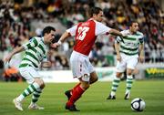 4 September 2009; Declan O'Brien, St. Patrick's Athletic, in action against Stephen Bradley, Shamrock Rovers. League of Ireland Premier Division, Shamrock Rovers v St Patrick's Athletic,Tallaght Stadium, Dublin. Picture credit: Stephen McCarthy / SPORTSFILE