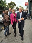 8 September 2009; President of the EU Parliament Jerzy Buzek MEP and Mary Davis, Managing Director of Special Olympics Europe/Eurasia, make their way along Nassau Street for a visit to Special Olympics Europe/Eurasia Headquarters. 32 Morrison Chambers, Nassau Street, Dublin. Picture credit: Brian Lawless / SPORTSFILE