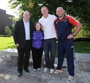 10 September 2009; Emily Hurley, &quot;Athlete Face of the Games&quot; and Keith Wood &quot;Celebrity Face of the Games&quot; with Munster and Ireland international rugby stars Paul O'Connell and John Hayes at the launch of the 2010 Special Olympics Ireland Games. The Games will take place in Limerick from 9-13th June. Nineteen hundred athletes will participate in 4 days of sporting competition in venues throughout Limerick. The Games will be supported by a team of 3,500 volunteers who will be recruited over the coming months. Concert Hall, Limerick University, Limerick. Picture Credit: Brendan Moran / SPORTSFILE