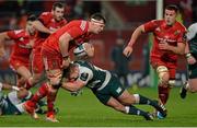 12 December 2015; Robin Copeland, Munster, is tackled by Tom Youngs, Leicester Tigers. European Rugby Champions Cup, Pool 4, Round 3, Munster v Leicester Tigers. Thomond Park, Limerick. Picture credit: Matt Browne / SPORTSFILE