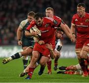 12 December 2015; James Cronin, Munster, is tackled by Owen Williams, Leicester Tigers. European Rugby Champions Cup, Pool 4, Round 3, Munster v Leicester Tigers. Thomond Park, Limerick. Picture credit: Diarmuid Greene / SPORTSFILE
