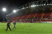 12 December 2015; Groundsmen work on the pitch before the game. European Rugby Champions Cup, Pool 4, Round 3, Munster v Leicester Tigers. Thomond Park, Limerick. Picture credit: Diarmuid Greene / SPORTSFILE