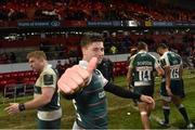 12 December2015; Ben Youngs, Leicester Tigers, celebrates after the game. European Rugby Champions Cup, Pool 4, Round 3, Munster v Leicester Tigers. Thomond Park, Limerick. Picture credit: Matt Browne / SPORTSFILE