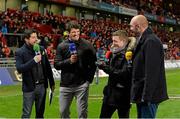 12 December2015; BT Sport pundits, from left to right, Craig Doyle, Donncha O'Callaghan, Brian O'Driscoll and Ben Kay. European Rugby Champions Cup, Pool 4, Round 3, Munster v Leicester Tigers. Thomond Park, Limerick. Picture credit: Diarmuid Greene / SPORTSFILE