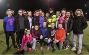 11 December 2015; Jack Nolan, Assistant Commissioner at An Garda presents the cup to Sophie Boyne team captain of the girls Irishtown team during the Late Nite League Finals, Irishtown Stadium, Strand St, Dublin 4. Picture credit: Matt Browne / SPORTSFILE