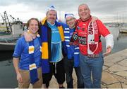 13 December 2015; Leinster supporters, from left, Dave Carpener, Eoin Byrne and Padriac Martin, Dublin, pose for a photo with local Toulon supporter Philippe Perrot, at Le Port de Toulon. European Rugby Champions Cup,  Pool 5, Round 3, RC Toulon v Leinster. Stade Felix Mayol, Toulon, France. Picture credit: Seb Daly / SPORTSFILE