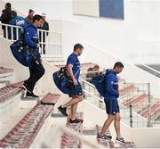 13 December 2015; Leinster players, from left, Jonathan Sexton, Fergus McFadden and Rob Kearney arrive ahead of the game. European Rugby Champions Cup,  Pool 5, Round 3, RC Toulon v Leinster. Stade Felix Mayol, Toulon, France. Picture credit: Stephen McCarthy / SPORTSFILE