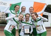 13 December 2015; The bronze medal winning Ireland Senior Women's team, top row from left, Caroline Crowley, Kerry O'Flaherty, Ciara Durkan; bottom row from left, Lizzie Lee, Fionnuala McCormack and Michelle Finn. SPAR European Cross Country Championships Hyeres 2015. Paray Le Monial, France. Picture credit: Cody Glenn / SPORTSFILE