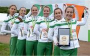 13 December 2015; The bronze medal winning Ireland Senior Women's team, from right, Fionnuala McCormack, Mchelle Finn, Ciara Durkan, Kerry O'Flaherty Lizzie Lee and Caroline Crowley. SPAR European Cross Country Championships Hyeres 2015. Paray Le Monial, France. Picture credit: Cody Glenn / SPORTSFILE