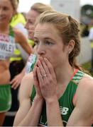 13 December 2015; Ireland's Fionnuala McCormack reacts after finishing fourth in the Senior Women's event. SPAR European Cross Country Championships Hyeres 2015. Paray Le Monial, France. Picture credit: Cody Glenn / SPORTSFILE