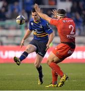 13 December 2015; Jonathan Sexton, Leinster, looks to kick the ball beyond the Toulon line, past Guilhem Guirado. European Rugby Champions Cup,  Pool 5, Round 3, RC Toulon v Leinster. Stade Felix Mayol, Toulon, France. Picture credit: Seb Daly / SPORTSFILE