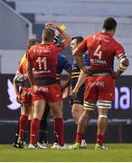 13 December 2015; Cian Healy, Leinster, receives a yellow card from referee Nigel Owens. European Rugby Champions Cup,  Pool 5, Round 3, RC Toulon v Leinster. Stade Felix Mayol, Toulon, France. Picture credit: Stephen McCarthy / SPORTSFILE