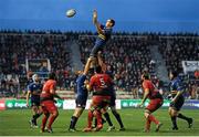 13 December 2015; Devin Toner, Leinster, wins possession for his side in a lineout. European Rugby Champions Cup,  Pool 5, Round 3, RC Toulon v Leinster. Stade Felix Mayol, Toulon, France. Picture credit: Seb Daly / SPORTSFILE