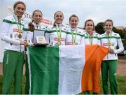 13 December 2015; The bronze medal winning Ireland Senior Women's team, from left, Caroline Crowley, Lizzie Lee, Kerry O'Flaherty, Ciaran Durkan, Michelle Finn and Fionualla McCormack. SPAR European Cross Country Championships Hyeres 2015. Paray Le Monial, France. Picture credit: Cody Glenn / SPORTSFILE